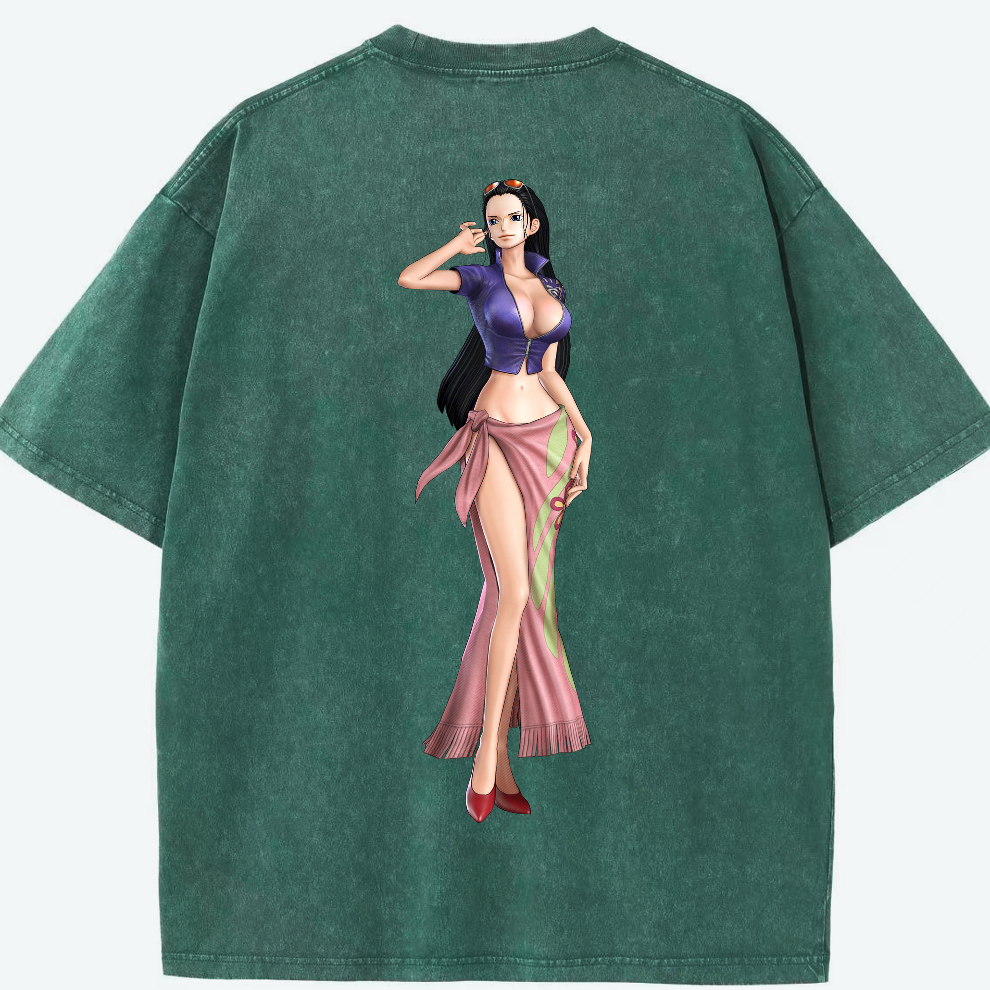 ワンピース ニコ・ロビン ONE PIECE Nico Robin 綿100% ヴィンテージ風 半袖Tシャツ（背面プリント）